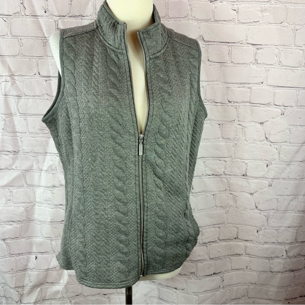 Coldwater Creek Quilted Cable-Knit Vest women M layer minimalist neutral